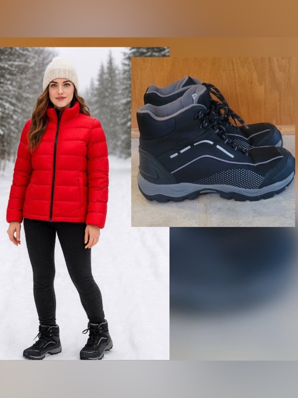 Lands' End Women's Insulated Fleece Lined Waterproof Winter Snow Boots Size 7.5